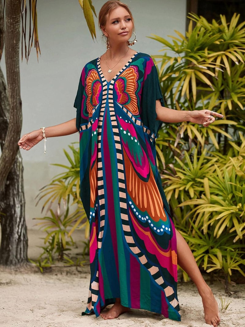 IMAGEKOPE Kaftan Dresses for Women Plus Size Bathing Suit Cover up Caftan Maxi Beach Dresses - Image 4